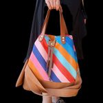 Baumwoll-Canvas Hugo & Hilda - Diagonale Streifen Multicolor-1