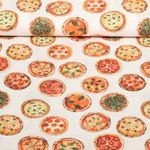 Baumwoll-Cretonne - Digitaldruck Pizza Weiß