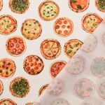 Cretona de algodón - Estampado digital Pizza Blanco