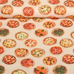 Baumwoll-Cretonne - Digitaldruck Pizza Beige