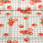 Cretonne de coton - Impression digitale Tomates Blanc Gris