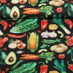 Baumwoll-Cretonne - Digitaldruck Gemüse Schwarz
