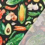 Bomullscretonne - Digitaltryck grönsaker svart