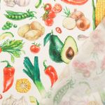 Bomullscretonne - Digitaltryck grönsaker vit