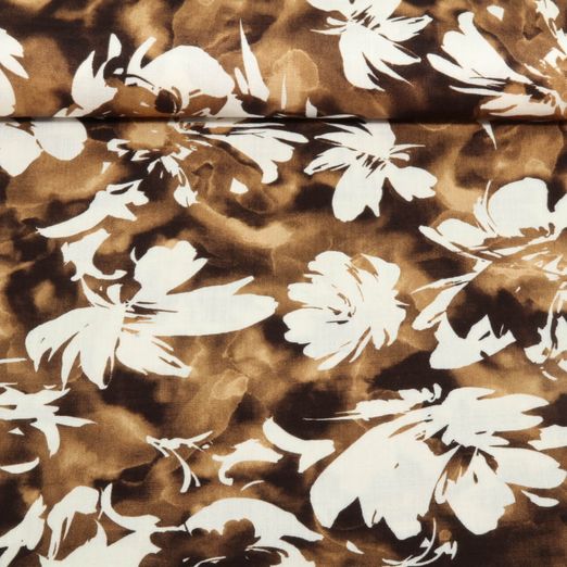 Viskose - Rayon Slub Stretch Blüten Braun
