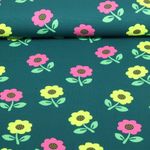 Jersey - Blumen Neon Grün