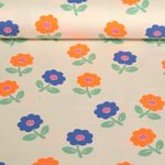 Jersey - Blumen Neon Offweiß