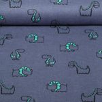 Flanelle de coton - Dinosaures Bleu jeans