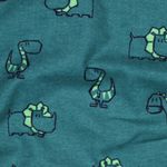 Bomuldsflannel - Dinosaurer Petrolgrøn