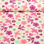 Flanelle de coton - Oiseaux Ecru