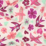 Bomuldsflannel - Fugle Ecru