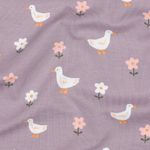 Maglia biologica - Fiori e oche viola