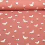 Bio Jersey - Blümchen und Gänse Altrosa