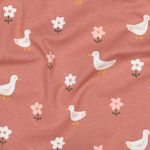 Maglia biologica - fiori e ochette rosa scuro