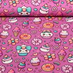 Jersey - Digitaldruck Cupcakes Eis Fuchsia