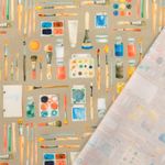 Cretona de algodón - estampado digital beige