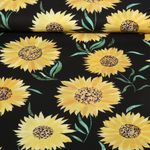 Popeline de coton - Impression digitale Tournesols Noir