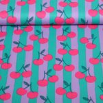 Baumwoll-Popeline - Kirschen Petrol