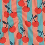 Bomullspoplin - körsbär ljus petrol