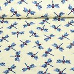 Bio Musselin Glatt - Hamburger Liebe Digitaldruck Beetles & Bugs Dragonfly Ecru