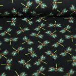 Bio Musselin Glatt - Hamburger Liebe Digitaldruck Beetles & Bugs Dragonfly Schwarz
