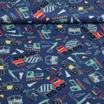 Baumwoll-Popeline - Fahrzeuge Blau