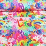 Jersey - Digitaldruck Graffiti Schmetterlinge Flieder