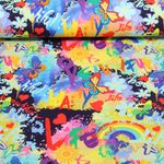 Jersey - Digitaldruck Graffiti Schmetterlinge Blau