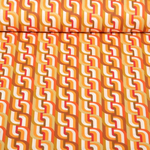 Baumwoll-Webware - Retromuster Orange