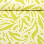 Baumwoll-Musselin - Double Gauze Blätter Abstrakt Lime