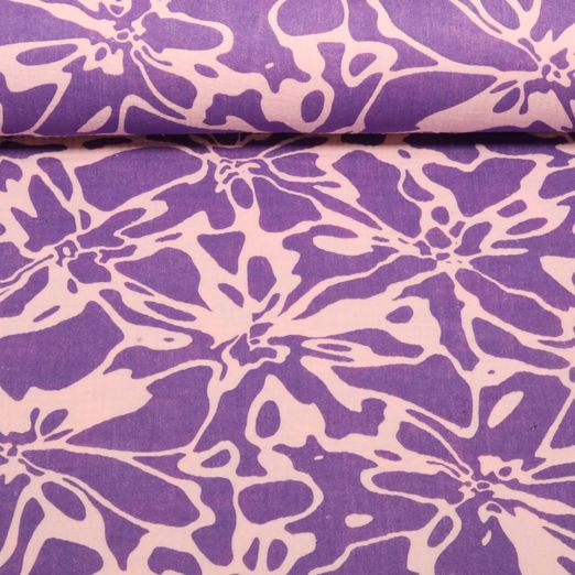 Gaze de coton - Double gaze Fleurs abstraites Violet