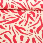 Baumwoll-Musselin - Double Gauze Blätter Abstrakt Rot