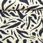 Baumwoll-Musselin - Double Gauze Blätter Abstrakt Nachtblau