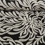 Viskoseleinen - Bestickt Blätter Schwarz