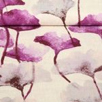 Lin viscose - Impression digitale Grandes fleurs Myrtille