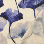 Viskoselinne - digitaltryck stora blommor Navy