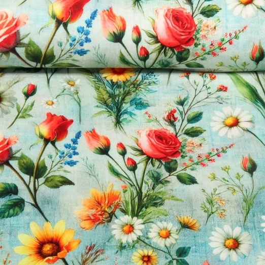 Viskosejersey - Digitaldruck Sommerblumen Multicolor
