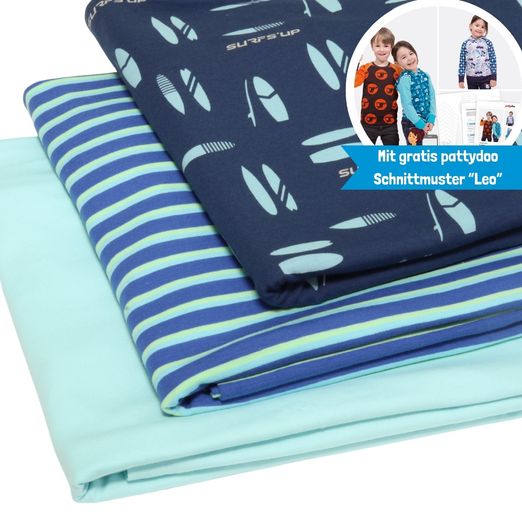 SANETTA Jerseypaket 3x1m mit gratis pattydoo Schnittmuster "LEO"