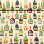 Baumwoll-Canvas Hugo & Hilda - Champagnerflaschen Klein Beige