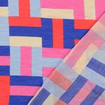 Tkanina na sukienki i bluzki - Kolorowe niebieskie prostokąty multicolor