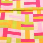 Kleider und Blusenstoff - Bunte Rechtecke Pink Multicolor