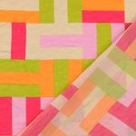 Tecido para vestidos e blusas - Retângulos coloridos rosa multicolor