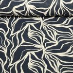 Baumwoll-Musselin - Double Gauze Blätter Dunkelblau