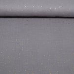 Baumwoll Musselin - Double Gauze Goldpunkte Grau