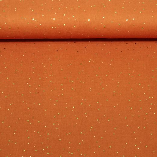 Baumwoll Musselin - Double Gauze Goldpunkte Terra