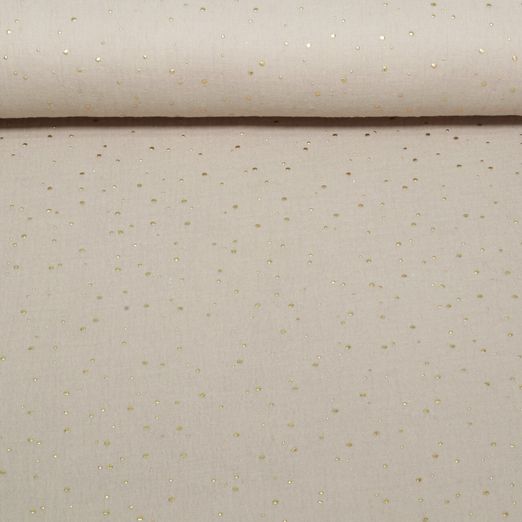 Baumwoll Musselin - Double Gauze Goldpunkte Sand