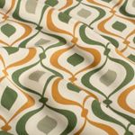 Popelina de viscosa - patrón retro kaki blanco