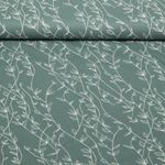 Bomullspoplin - bladrankor mörkgrön