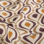 Popelina de viscosa - Estampado retro caqui taupe blanco