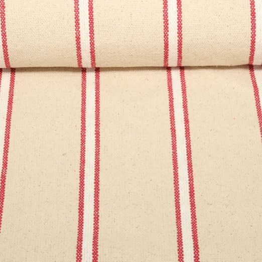 Canvas - Schwerer Sackstoff Streifen Beige Rot